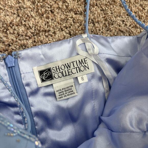 EUC Vintage Showtime Collection Beaded Prom Formal Dress Sz 8 Blue - Picture 8 of 16